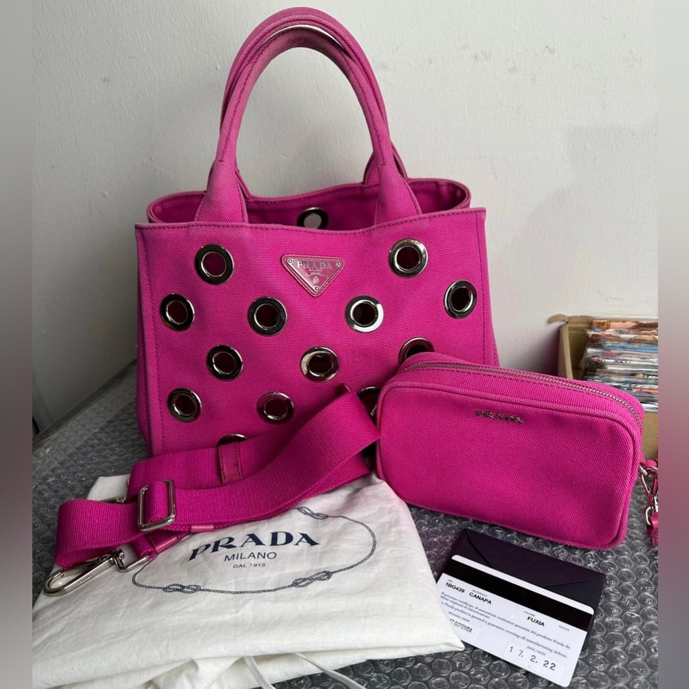 Pink Prada Canapa with strap